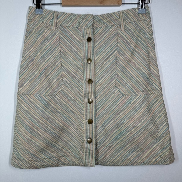 ANTHROPOLOGIE Pilcro & the Letterpress Pastel Candy Stripe Chino Skirt Size 4 - Picture 2 of 8